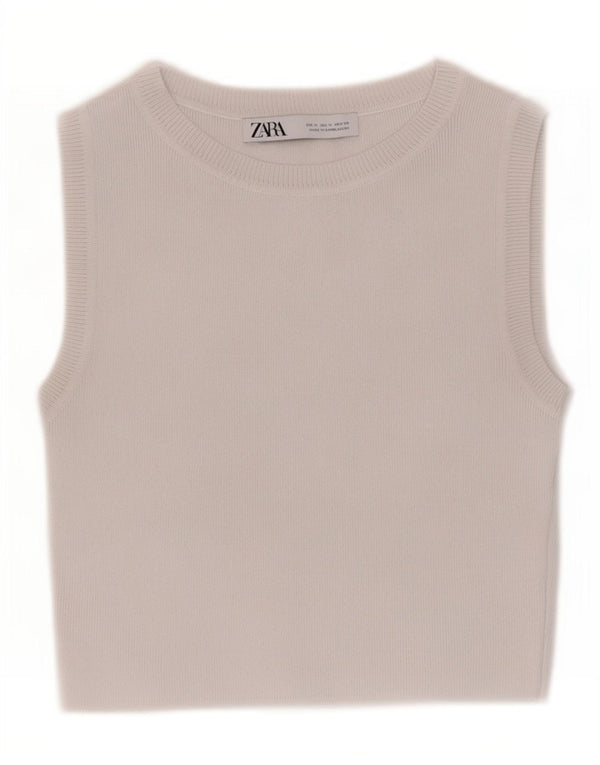 Top cu vestă pentru femei Zara UK 12 Medium White Viscose