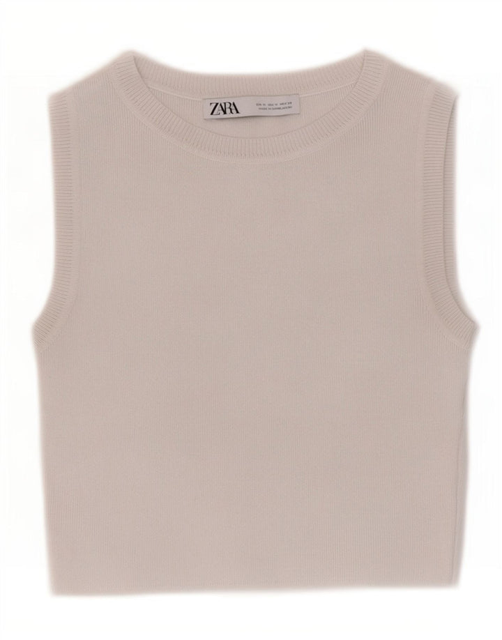 Top cu vestă pentru femei Zara UK 12 Medium White Viscose