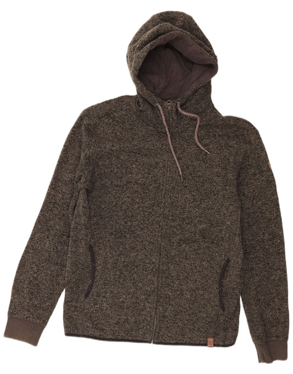 Pulover Quiksilver pentru bărbați, cu fermoar, poliester cu pături, gri mediu