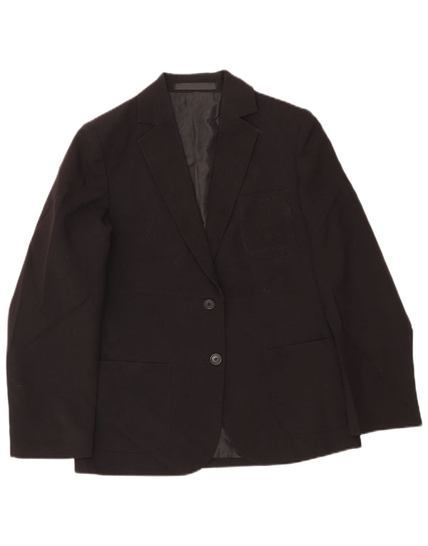 MARKS & SPENCER Girls 2 Button Blazer Jacket 12-13 Years Black Polyester