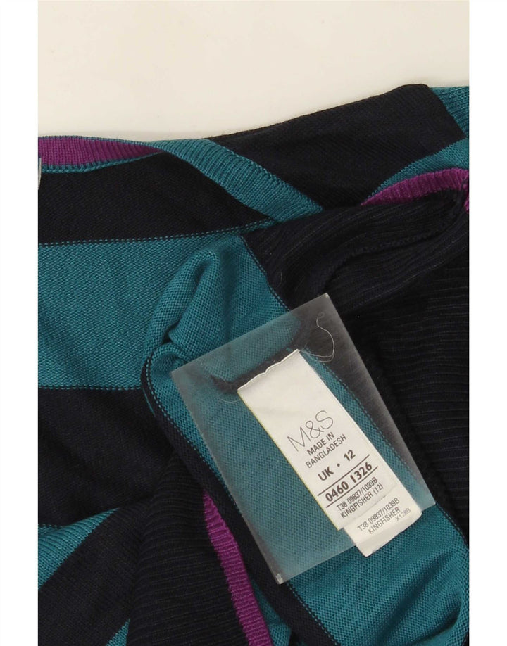 Pulover cu decolteu în V pentru femei Marks & Spencer UK 12 Medium Blue Striped