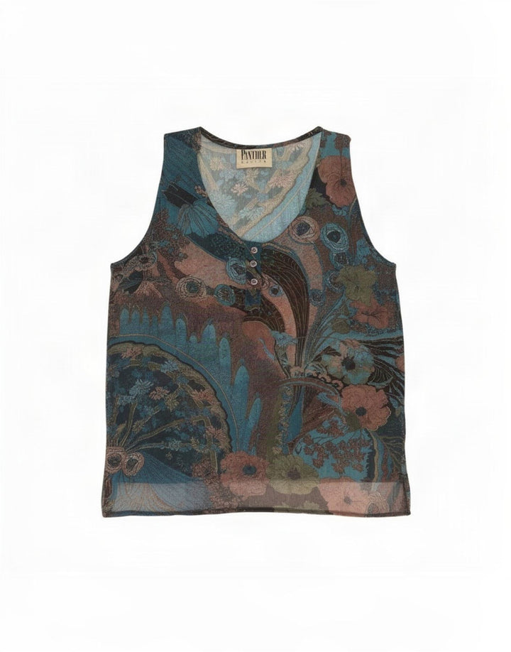 Bluză Vintage pentru femei UK 14 Medium Multicolor Floral