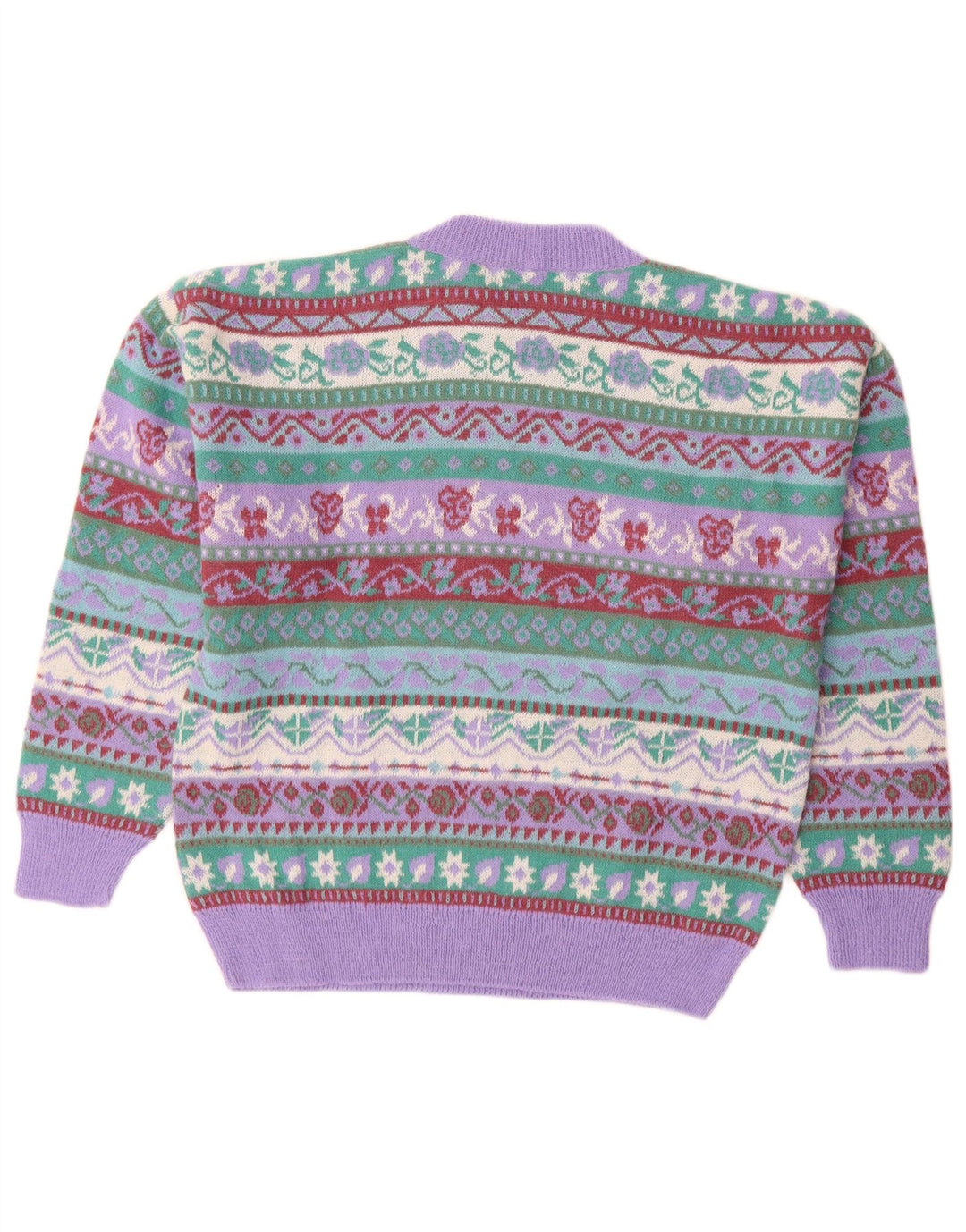 SILVY Pulover pentru femei cu decolteu rotund IT 42 Medium Purple Fair Isle