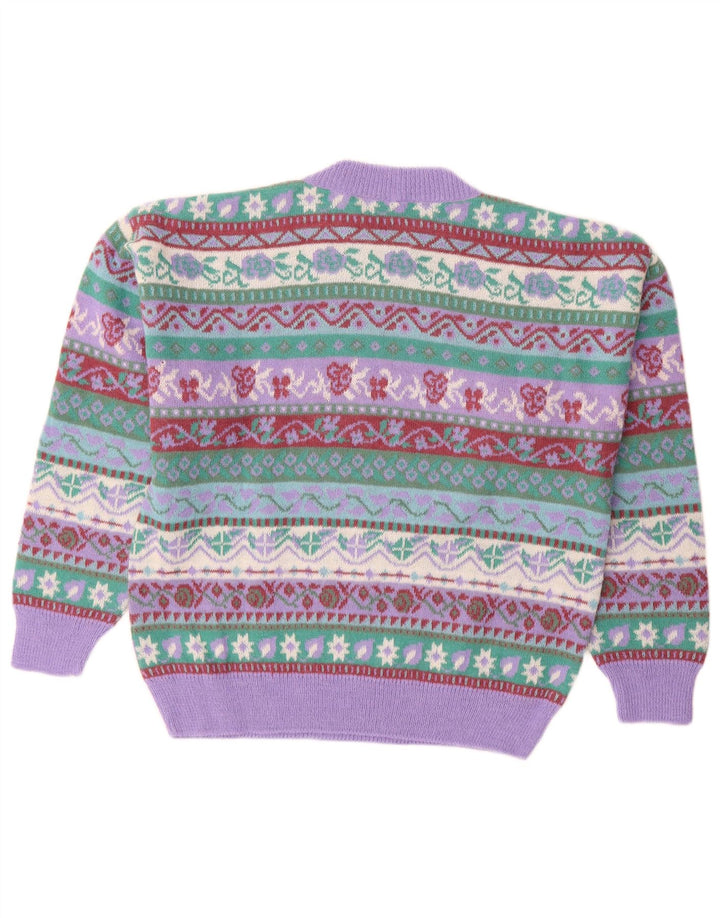 SILVY Pulover pentru femei cu decolteu rotund IT 42 Medium Purple Fair Isle
