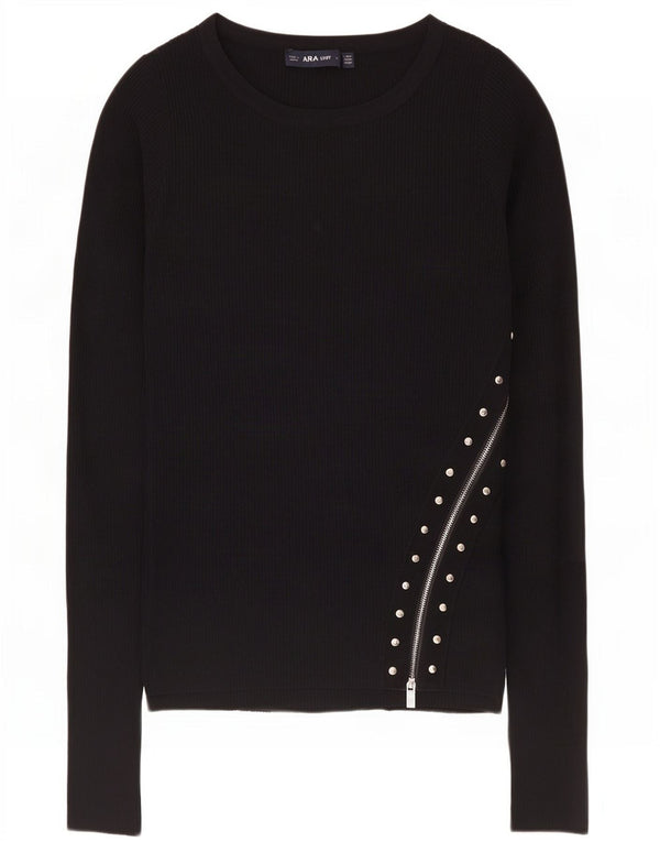 Top pentru femei Zara cu mânecă lungă UK 12 Medium Negru