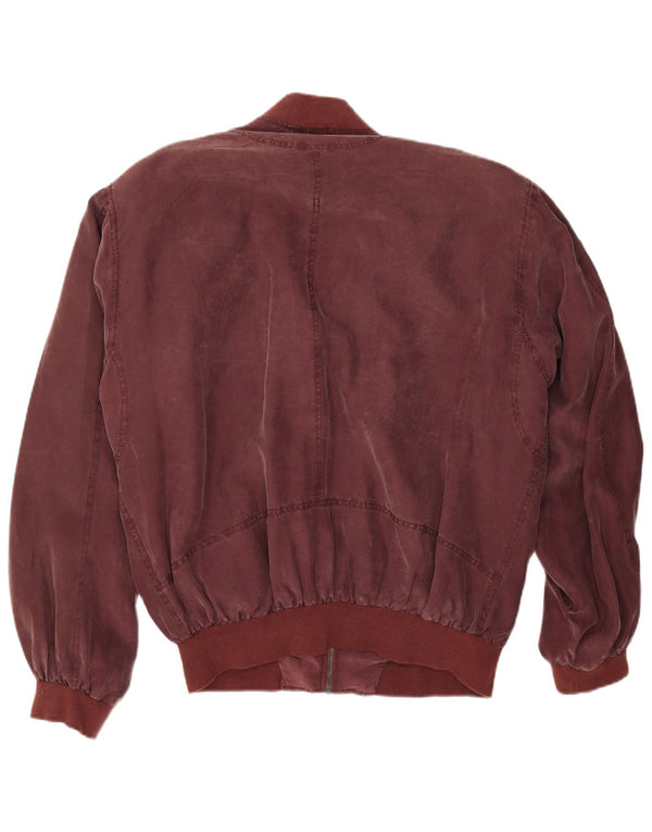 Jachetă Bomber Vintage pentru bărbați, cu tăiere lejeră, UK 38 Medium Burgundy Mătase