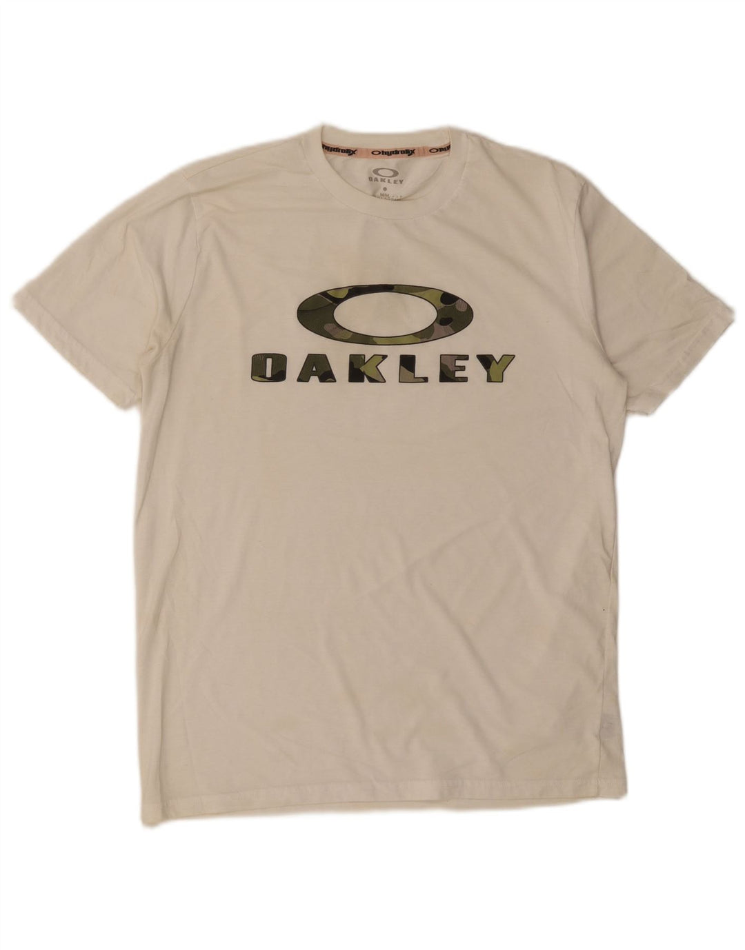 Tricou grafic Oakley pentru bărbați, cu croială normală, top mediu alb