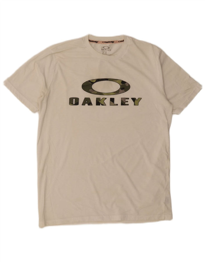 Tricou grafic Oakley pentru bărbați, cu croială normală, top mediu alb