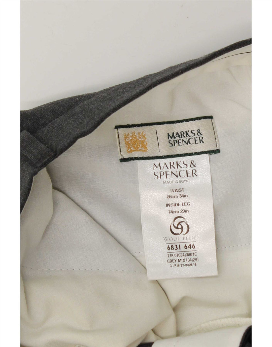 Pantaloni de costum pentru bărbați Marks & Spencer L34 L29 Poliester gri