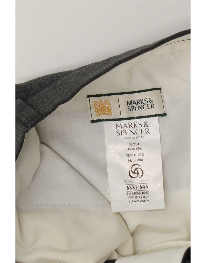 Pantaloni de costum pentru bărbați Marks & Spencer L34 L29 Poliester gri