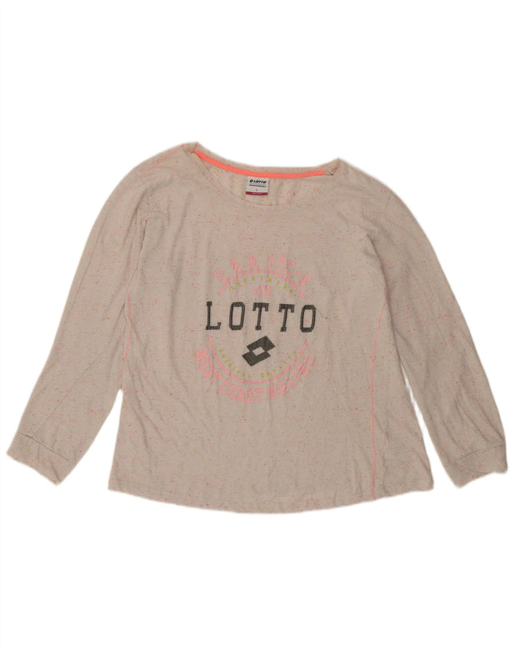 Top grafic pentru femei Lotto cu mânecă lungă UK 14, mare, bumbac cu pete albe