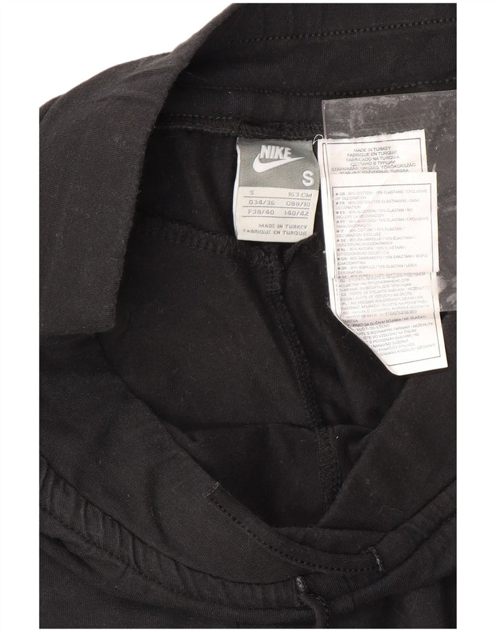 Pantaloni de trening NIKE Capri pentru femei UK 8/10, bumbac negru mic