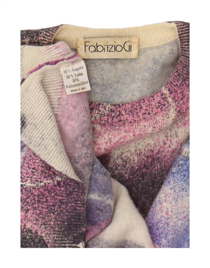 Pulover vintage pentru femei cu decolteu rotund Marea Britanie 16 Angora mare, multicolor