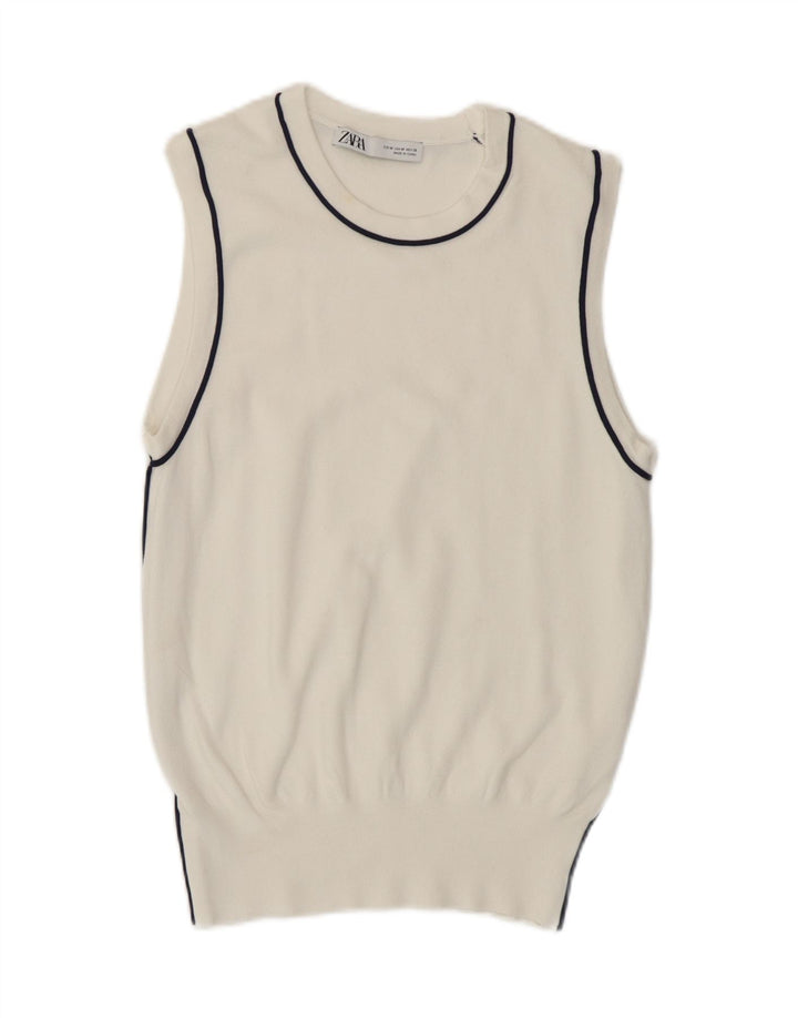 ZARA Womens Vest Tank Top UK 14 Medium White Vintage Zara and Second-Hand Zara from Messina Hembry 