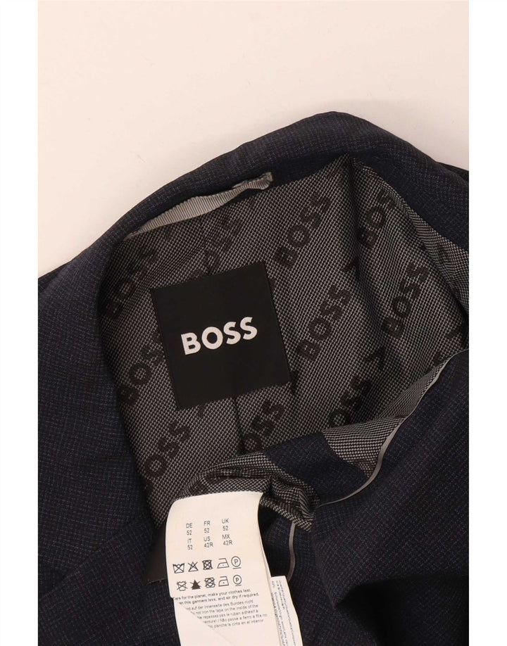 Blazer pentru bărbați Hugo Boss cu 2 nasturi UK 52 XL Lână bleumarin