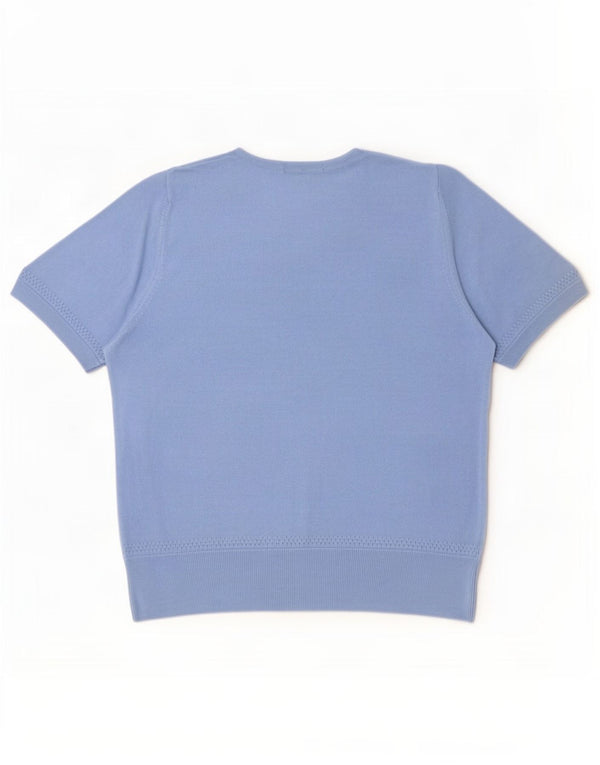 Pulover pentru femei Marks & Spencer, cu mânecă scurtă, cu gât crew, 20 UK 2XL Albastru