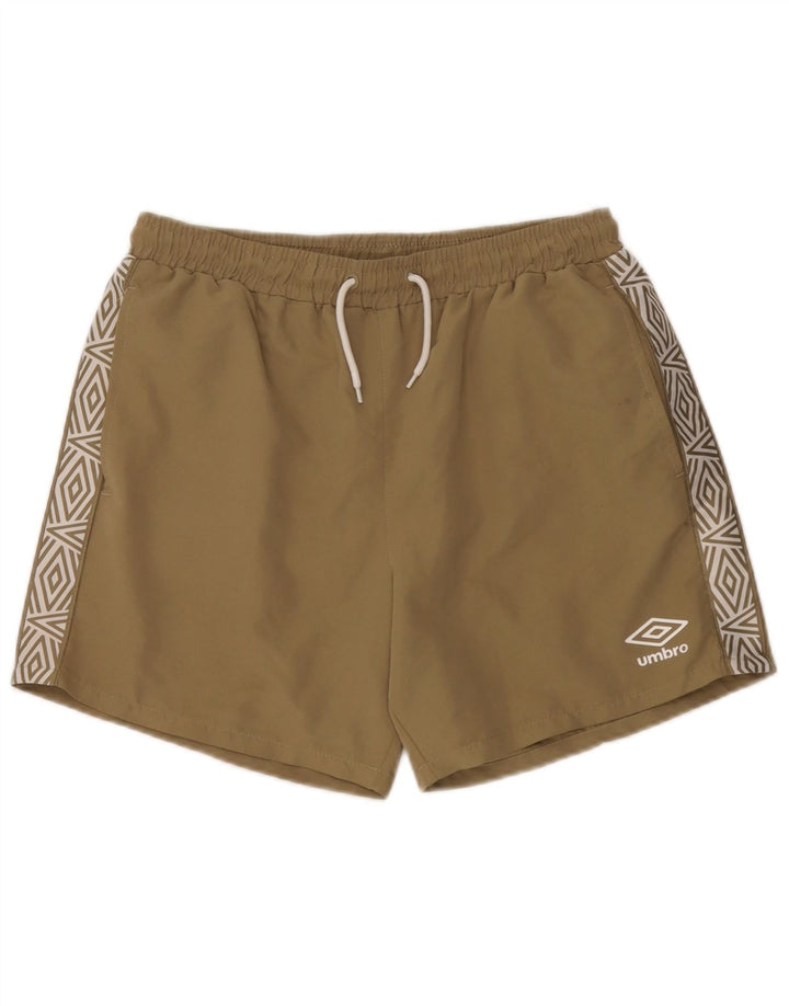 Pantaloni scurți de înot grafic Umbro pentru bărbați, mari, kaki, poliester color bloc