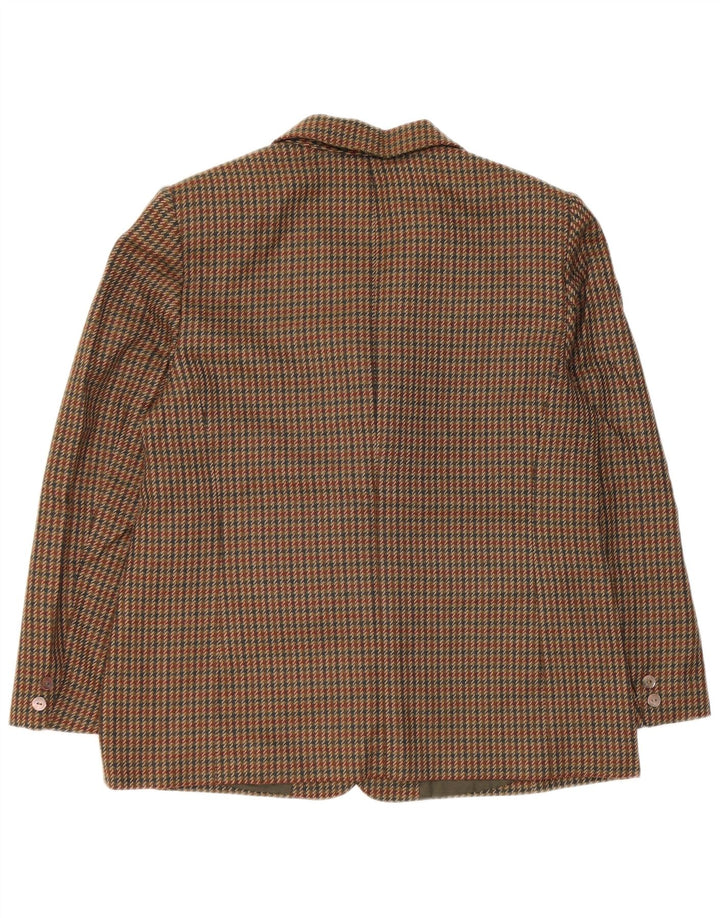 Jachetă vintage pentru femei cu 2 nasturi, UK 14, verde mediu Houndstooth