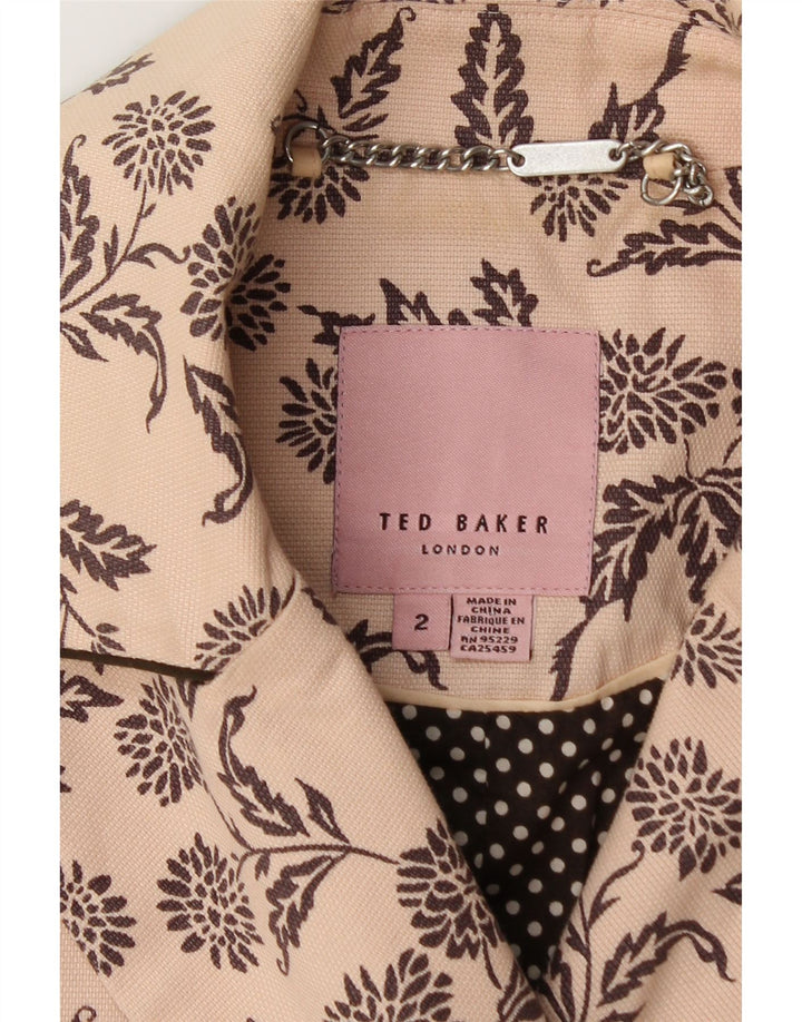 Jachetă pentru femei TED BAKER cu două pieptări, mărimea 2, mic, bej, florală