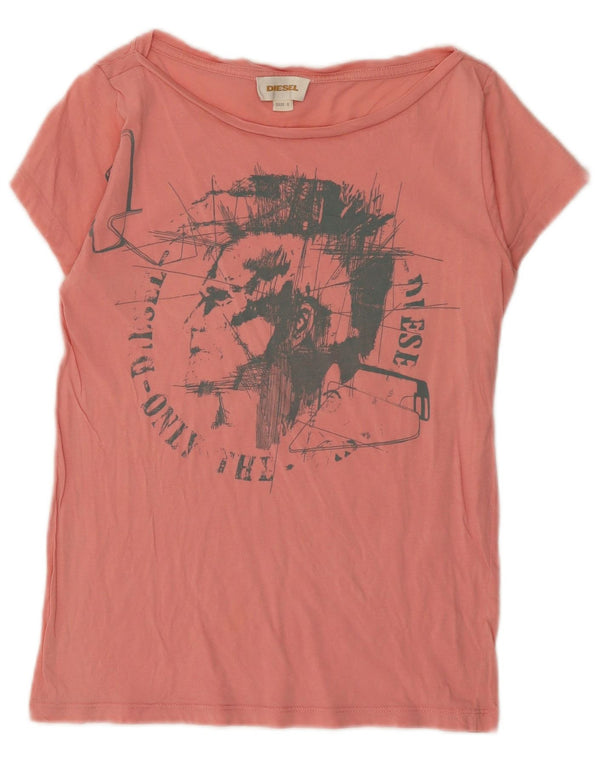 Tricou grafic pentru femei Diesel Top UK 10 Small Pink