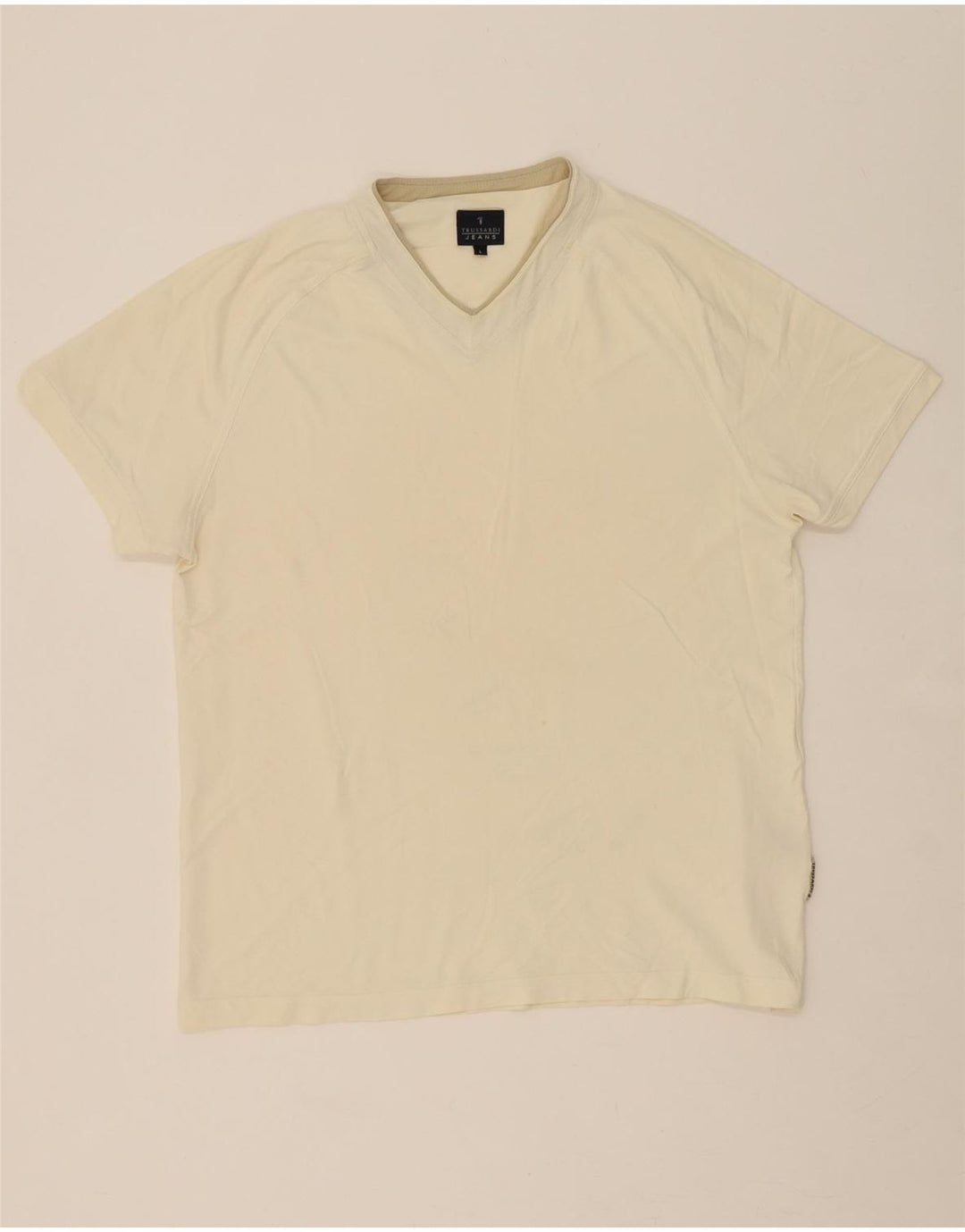 TRUSSARDI JEANS Mens T-Shirt Top Large Beige Polyamide Vintage Trussardi Jeans and Second-Hand Trussardi Jeans from Messina Hembry 