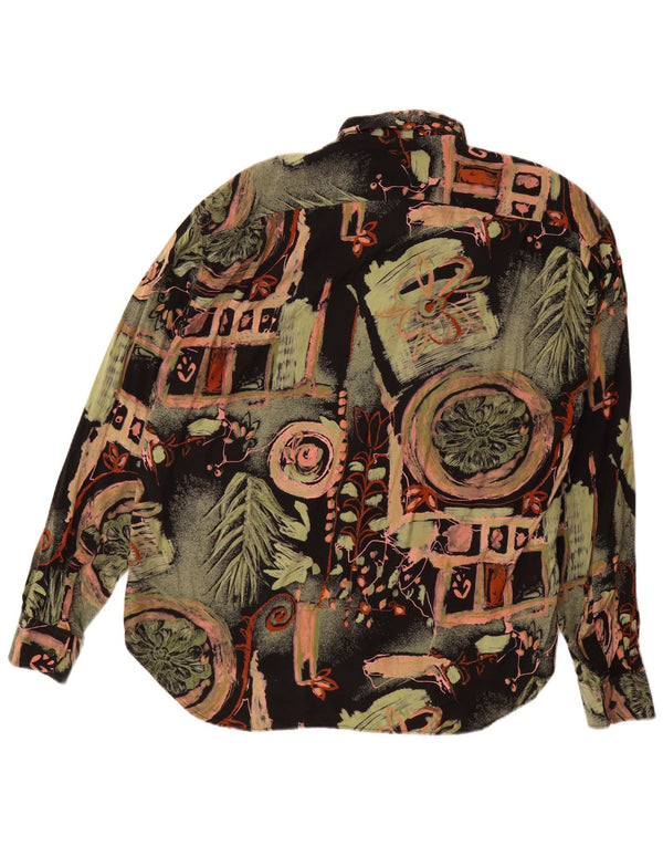 Vintage Mens Abstract Pattern Shirt Large Multicoloured Floral Viscose