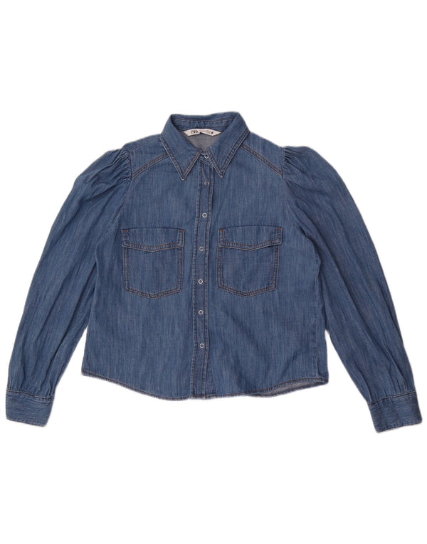 Cămașă de denim supradimensionată pentru femei Zara UK 10 Small Blue