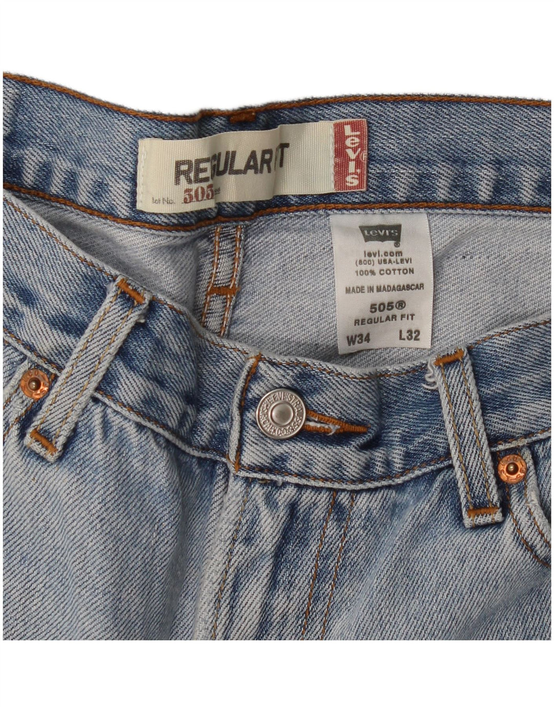 Blugi drepti pentru bărbați LEVI'S 505, cu ajustare normală, L34 L32, bumbac albastru