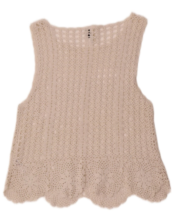 Bluză din croșetat fără mâneci Topshop pentru femei Top UK 10 Small White Floral