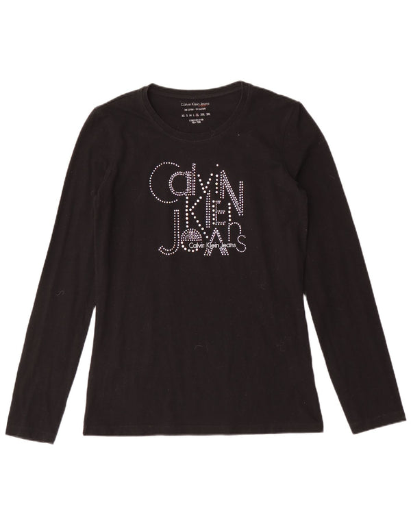 Calvin Klein Jeans Top grafic pentru femei cu mânecă lungă UK 18 XL bumbac negru