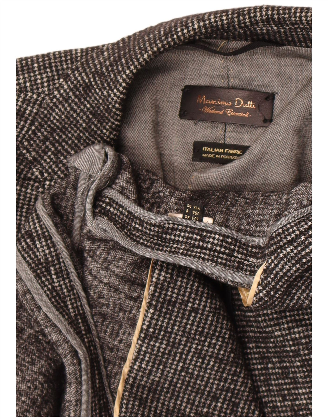 Massimo Dutti Jachetă Blazer Femei 1 Button EU 40 Medium Gri Houndstooth