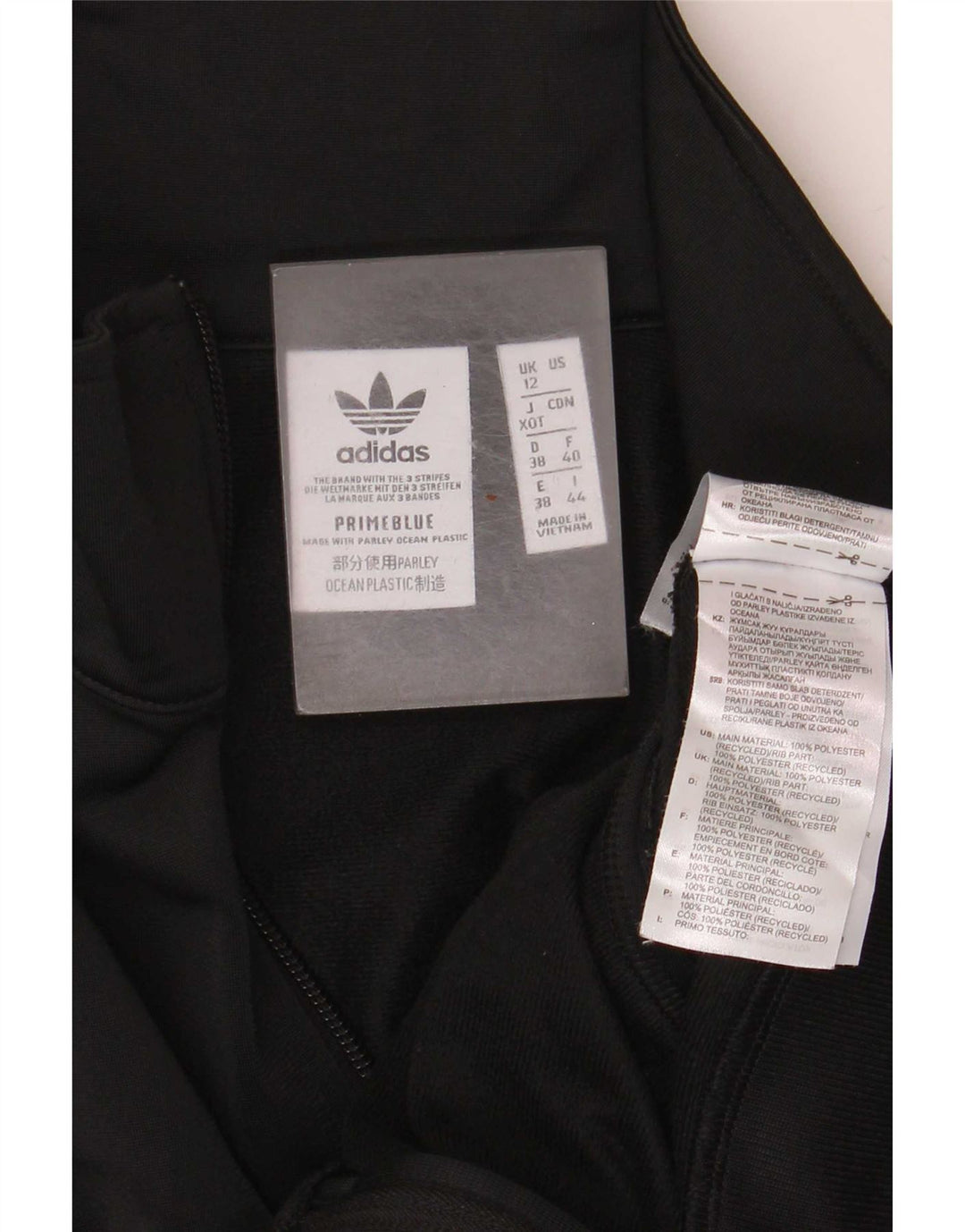 Jachetă de top pentru trening Adidas Crop pentru femei UK 12 Poliester mediu negru