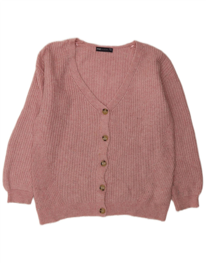 Pulover cardigan supradimensionat pentru femei Marks & Spencer UK 10 mic roz acrilic