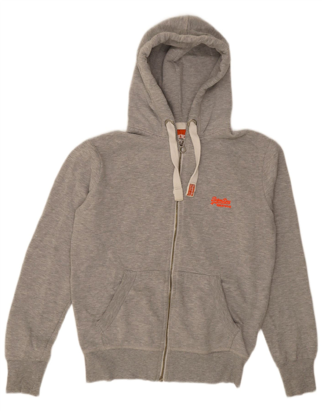 Pulover Superdry pentru bărbați, cu fermoar, bumbac cu pete, gri mediu
