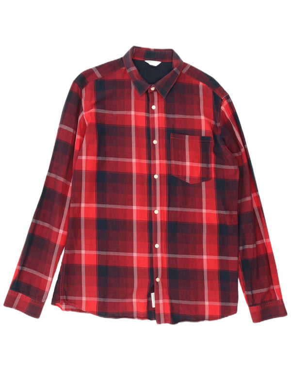 Cămașă Jack & Jones pentru bărbați Core Flannel XL, bumbac carouri roșu