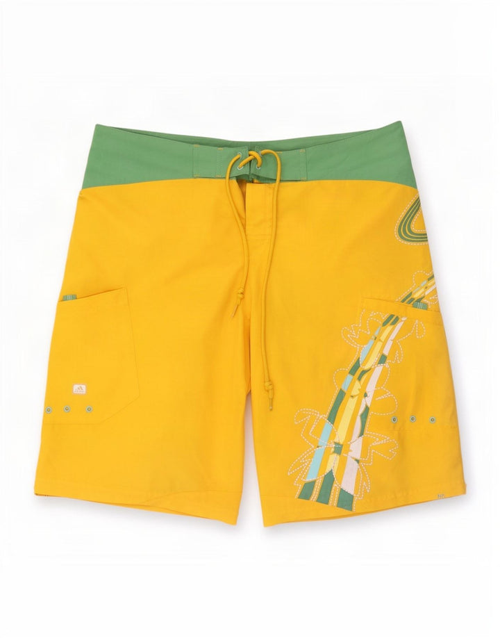 Pantaloni scurți de înot cu grafică Adidas pentru bărbați, poliester color block, galben mediu