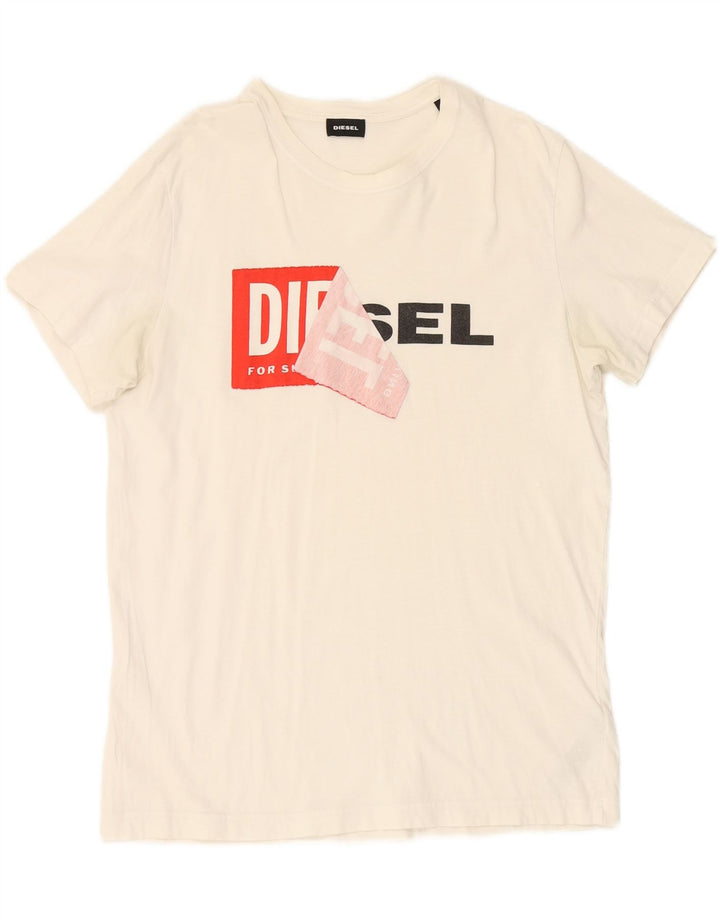 DIESEL Mens Graphic T-Shirt Top Large White Cotton Vintage Diesel and Second-Hand Diesel from Messina Hembry 