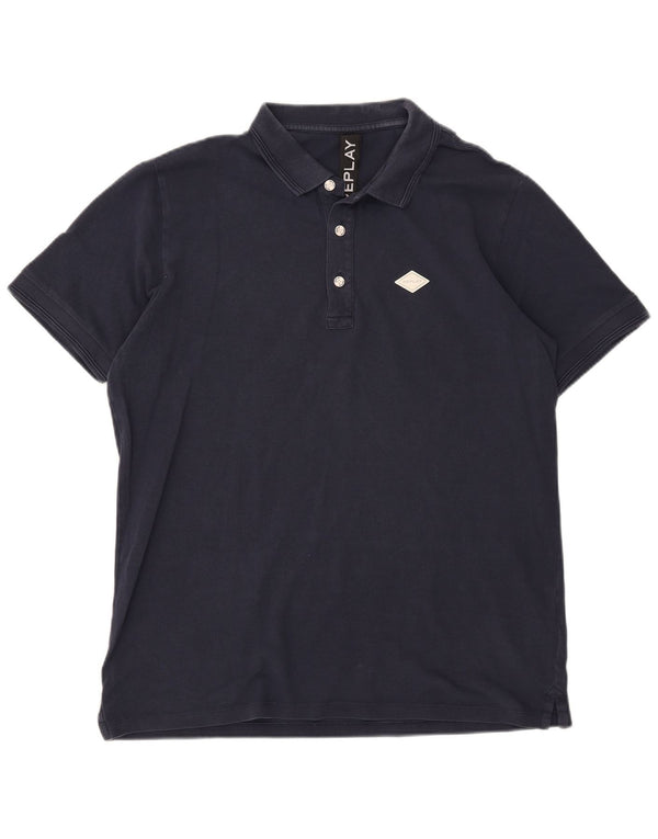 Tricou polo pentru bărbați Replay 2XL, bumbac bleumarin