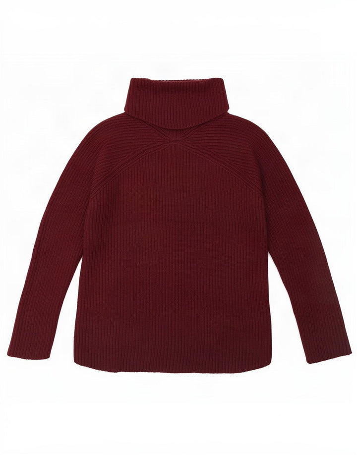 Jigsaw Pulover cu gât rulat pentru femei UK 10 Lână burgundy mic