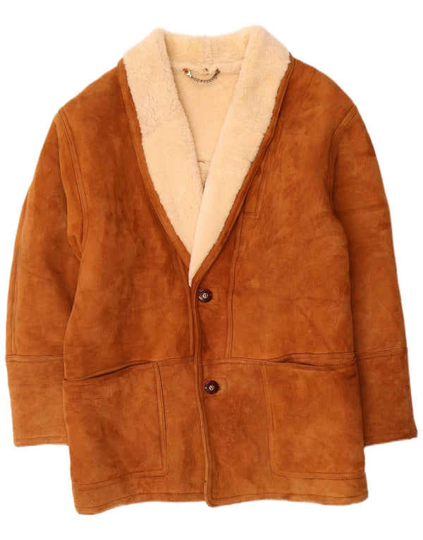 Jachetă vintage pentru bărbați din shearling IT 56 2XL maro