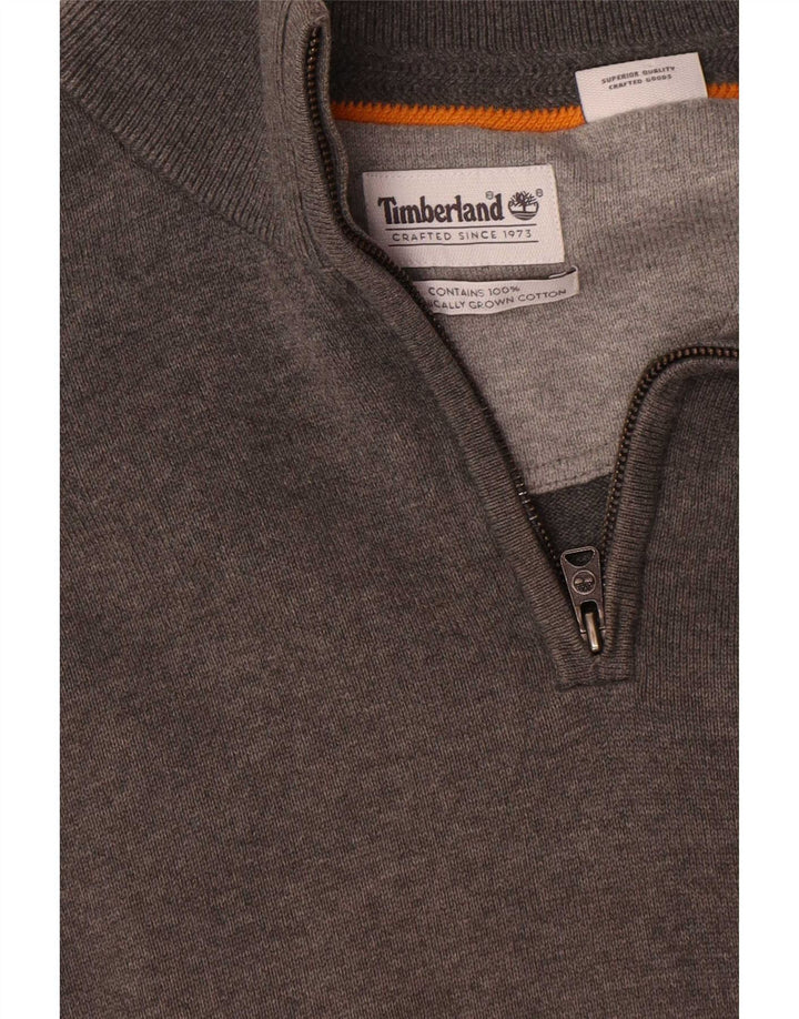 Pulover pentru bărbați Timberland, cu fermoar, cu gât, bumbac, gri mic