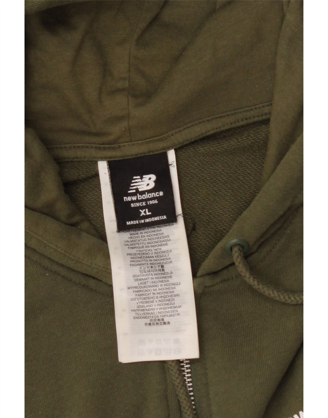 Pulover cu glugă cu fermoar NEW BALANCE pentru bărbați, bumbac kaki XL