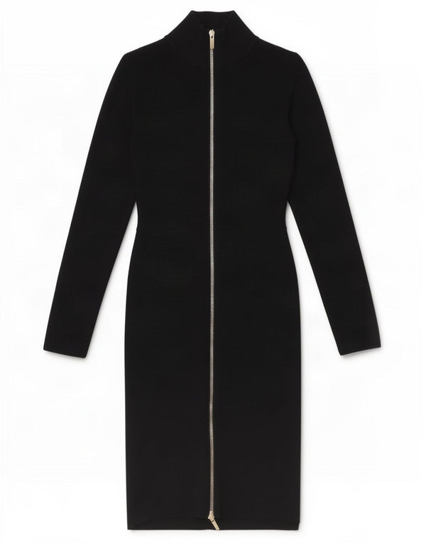 Karen Millen Womens Long Sleeve Bodycon Dress US 3 Small Navy Blue Wool
