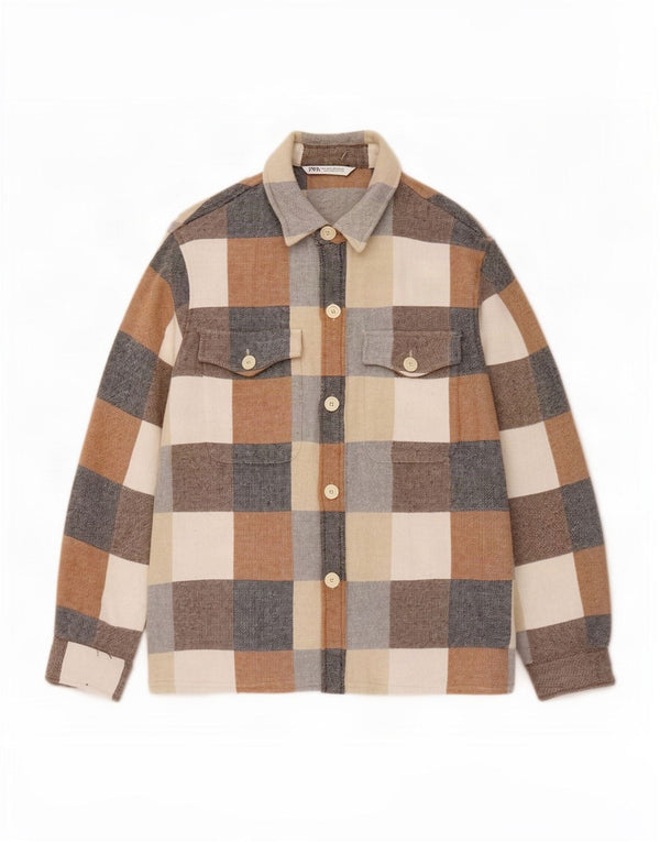 Cămașă de flanel pentru bărbați Zara, mare, multicoloră, din bumbac
