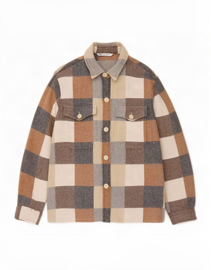 Cămașă de flanel pentru bărbați Zara, mare, multicoloră, din bumbac
