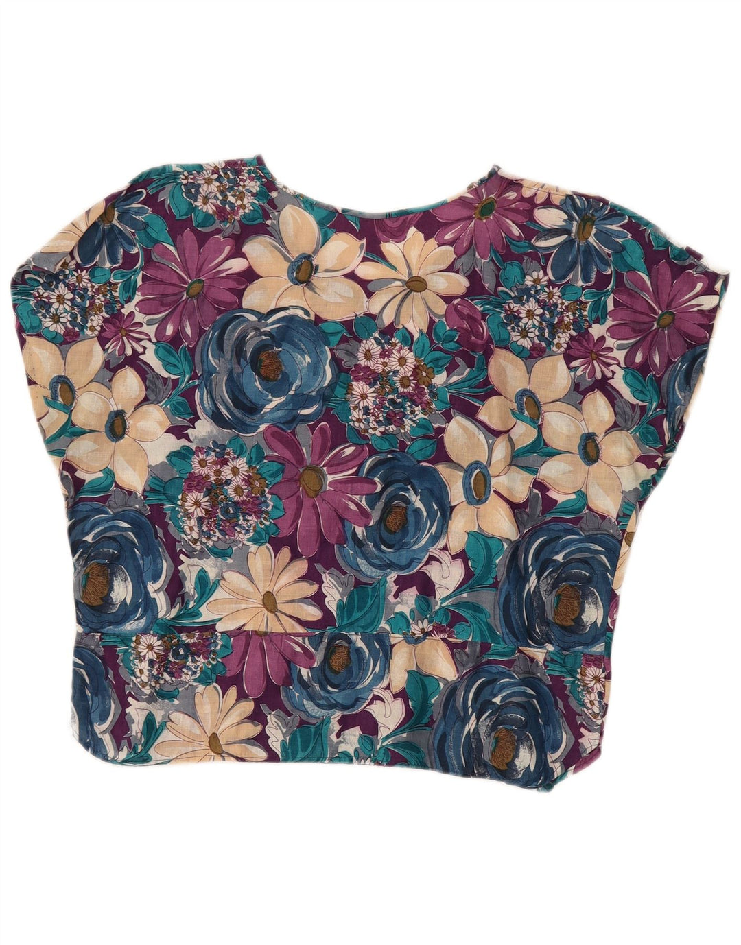 VINTAGE Bluză Crop Top pentru femei UK 14 Medium Multicolor Floral