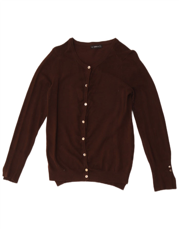 Pulover cardigan pentru femei Zara UK 12, viscoză maro medie