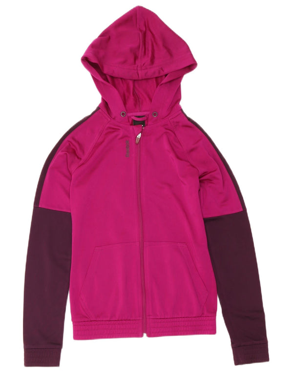 Pulover Reebok pentru femei cu fermoar și cu capota UK 4/6 XS roz colorblock
