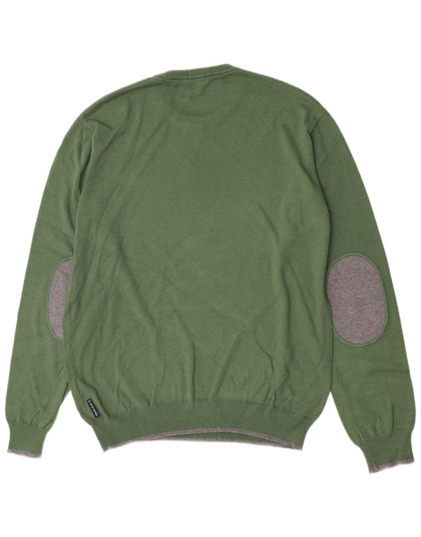 Pulover Armani Jeans pentru bărbați, cu formă regulată, cu decolteu, bumbac verde XL