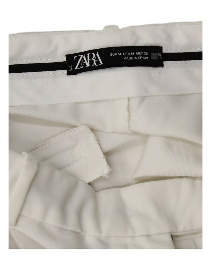 Pantaloni chino pentru femei cu picioare largi Zara Mediu L28 L31 Alb
